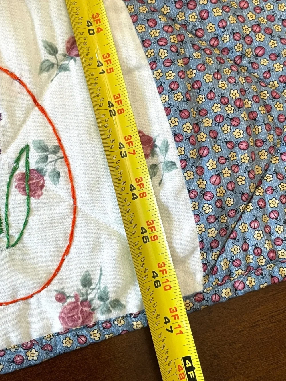 Handmade Quilt Whimsical Hand Embroidered Colorful Lap or Child Size
